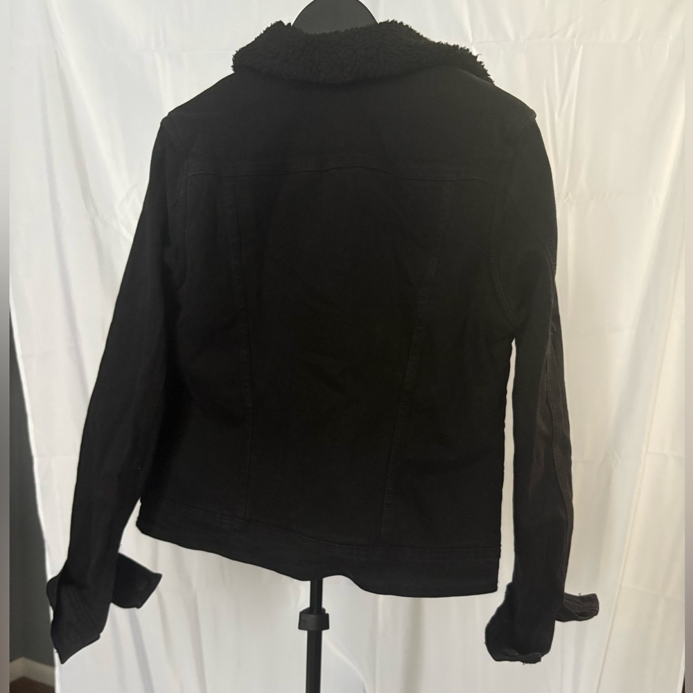 Black Denim Fleece Lined Jacket - Picture 2 of 3